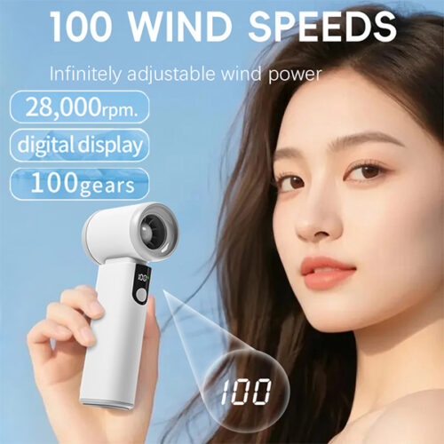 מאוורר נייד נטען עוצמתי בעל עיצוב קומפקטי טווח אוורור מתכוונן עד 10 דרגות מהירות וצג דיגיטלי