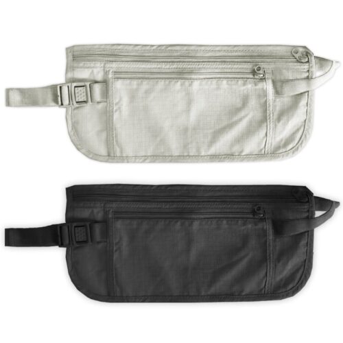 פאוץ’ כסף עם 2 תאים בסגירת רוכסן עם רשת מנדפת זיעה הנצמדת לגוף