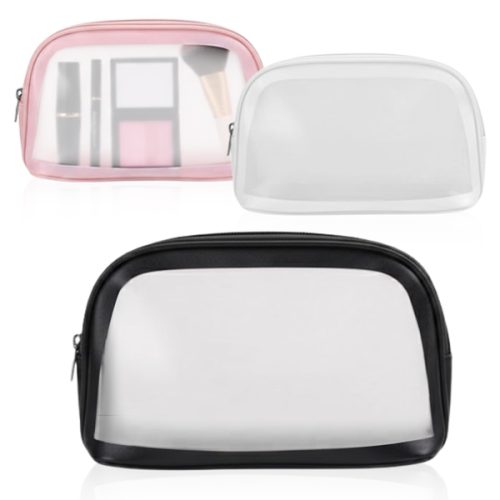 תיק כלי רחצה דמוי עור עם חלונית שקופה