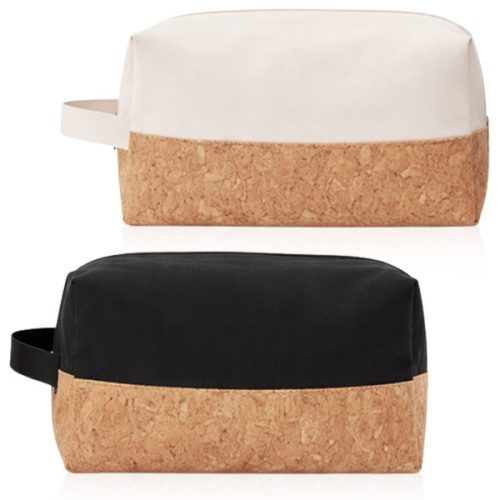 תיק כלי רחצה / איפר עשוי קנבס בשילוב שעם טבעי