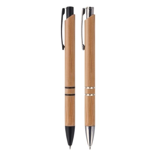 עט אקולוגי עשוי במבוק , אביזרי מתכת , מילוי כדורי