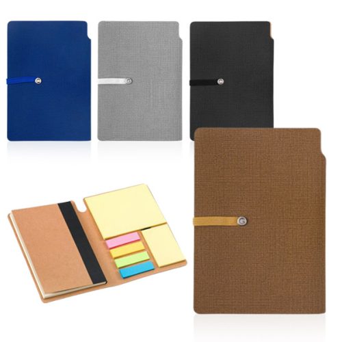 פנקס A6 דמוי עור מעוצב  עם דבקיות ומקום לעט