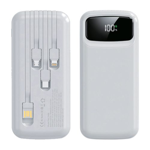 פאוור בנק סוללת גיבוי 10,000mAh טעינה 3.0A עם 4 כבלים מובנים